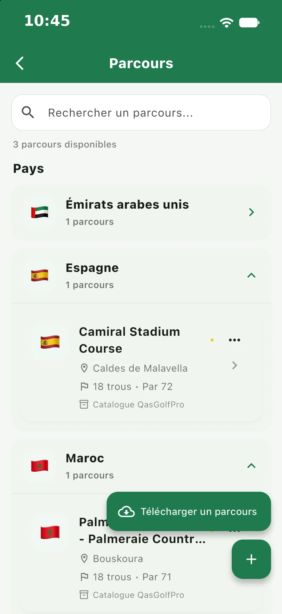 Catalogue des parcours de golf par pays